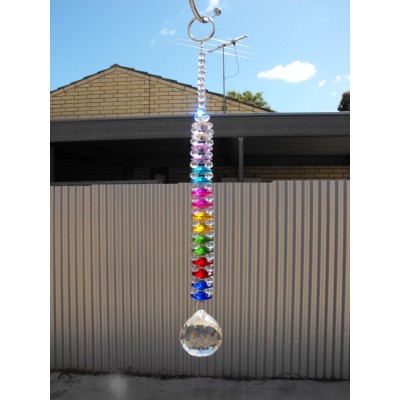 1 x suncatcher crystal ball glass beads rainbow dreamcatcher chakra prism mobile   182347877875